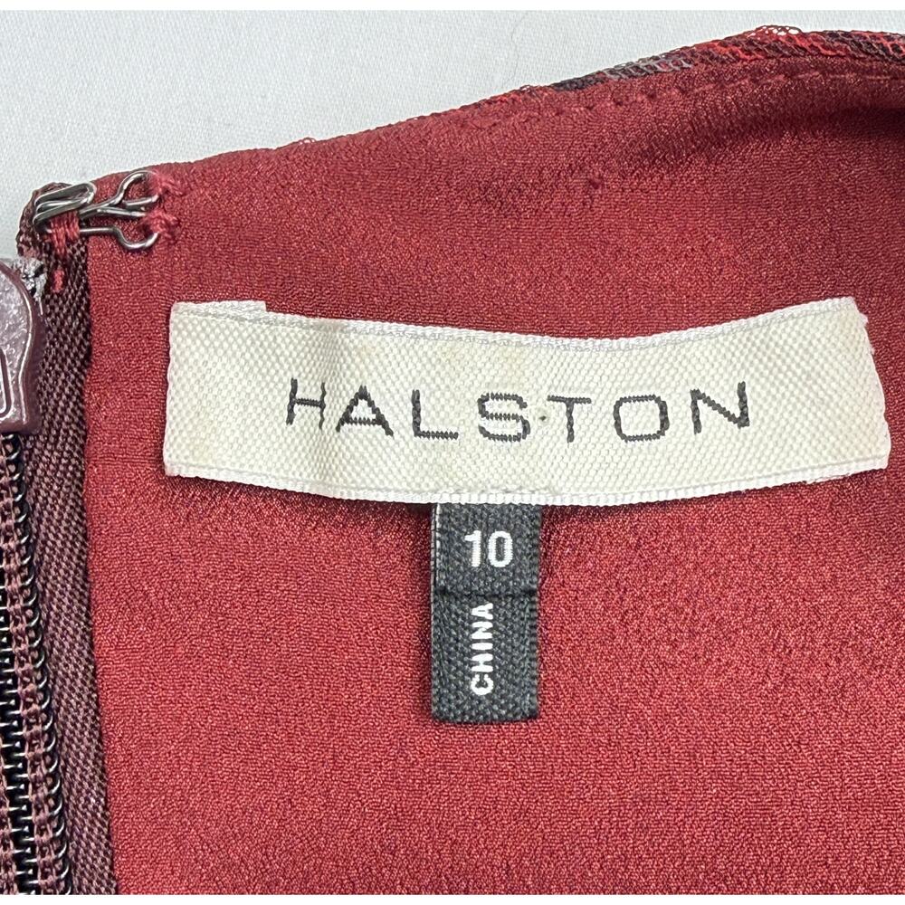 HALSTON Sleeveless Tulle Red and Black High Low Dress Sz 10 MSRP $495 - Picture 3 of 11